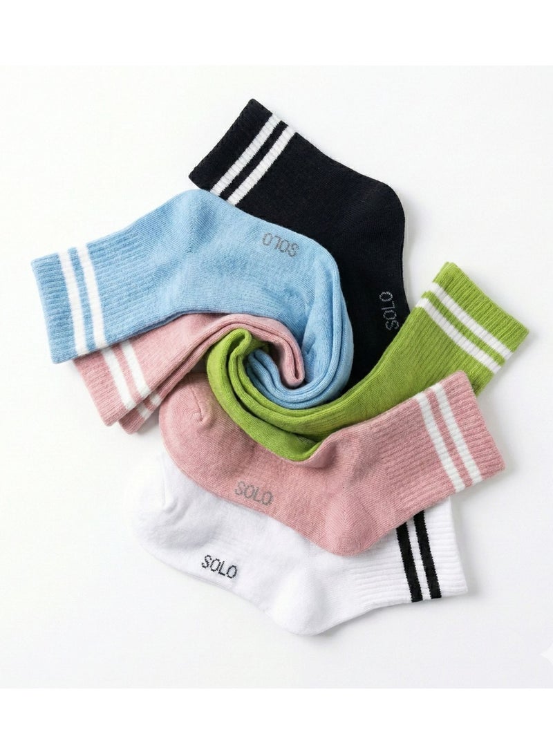 سولو باك يحتوي علي 5 قطع شراب مخطط قطن الوان بناتي - Image 3